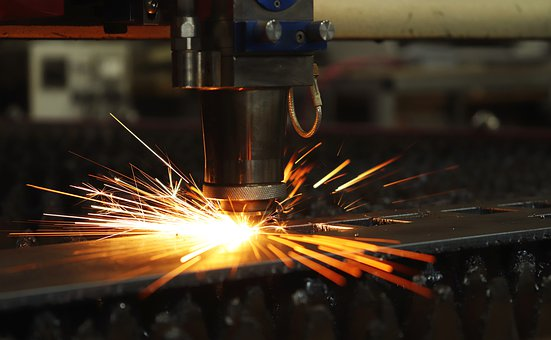 Plasma cutter CNC machine cutting metal