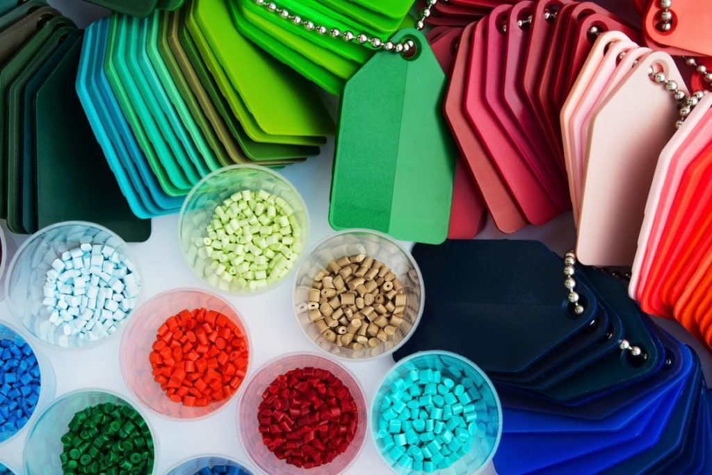 Different plastics and color types for plastic injection molding.