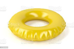 yellow plastic innertube with knit lines